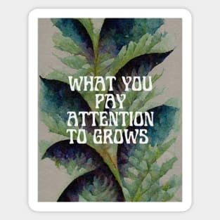 WHAT YOU PAY ATTENTION TO GROWS Typography Watercolor Nature Emergent Strategy Art Sticker